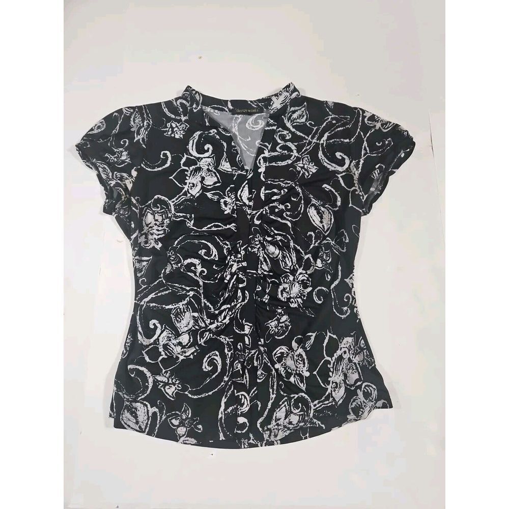 Design Works Womens Black And White Shirt Size Large